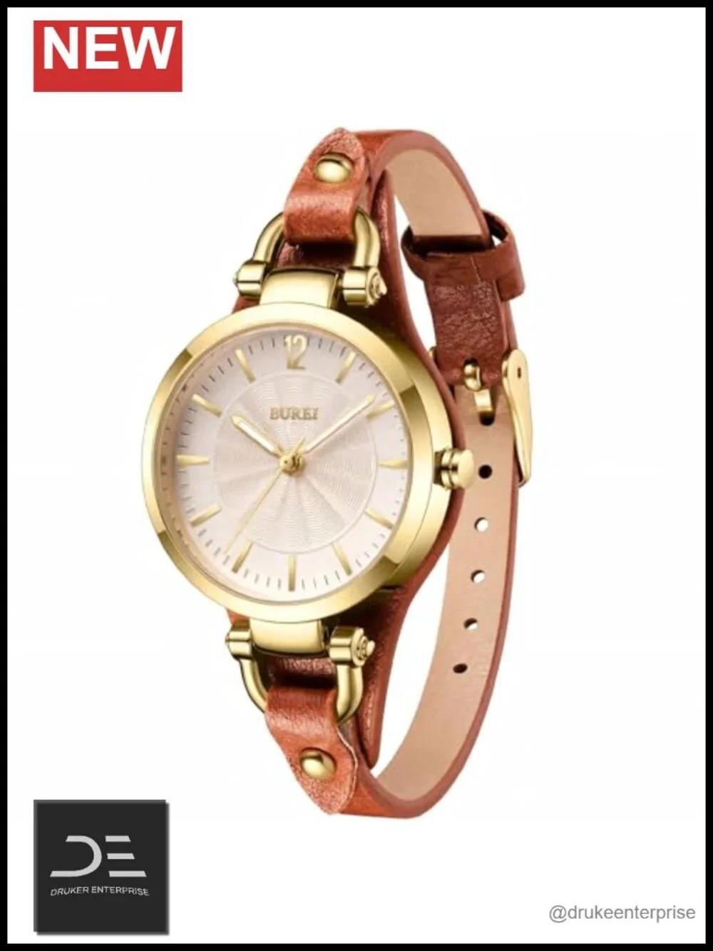 Analog Quartz Watch with Leather Strap Japanese Movement